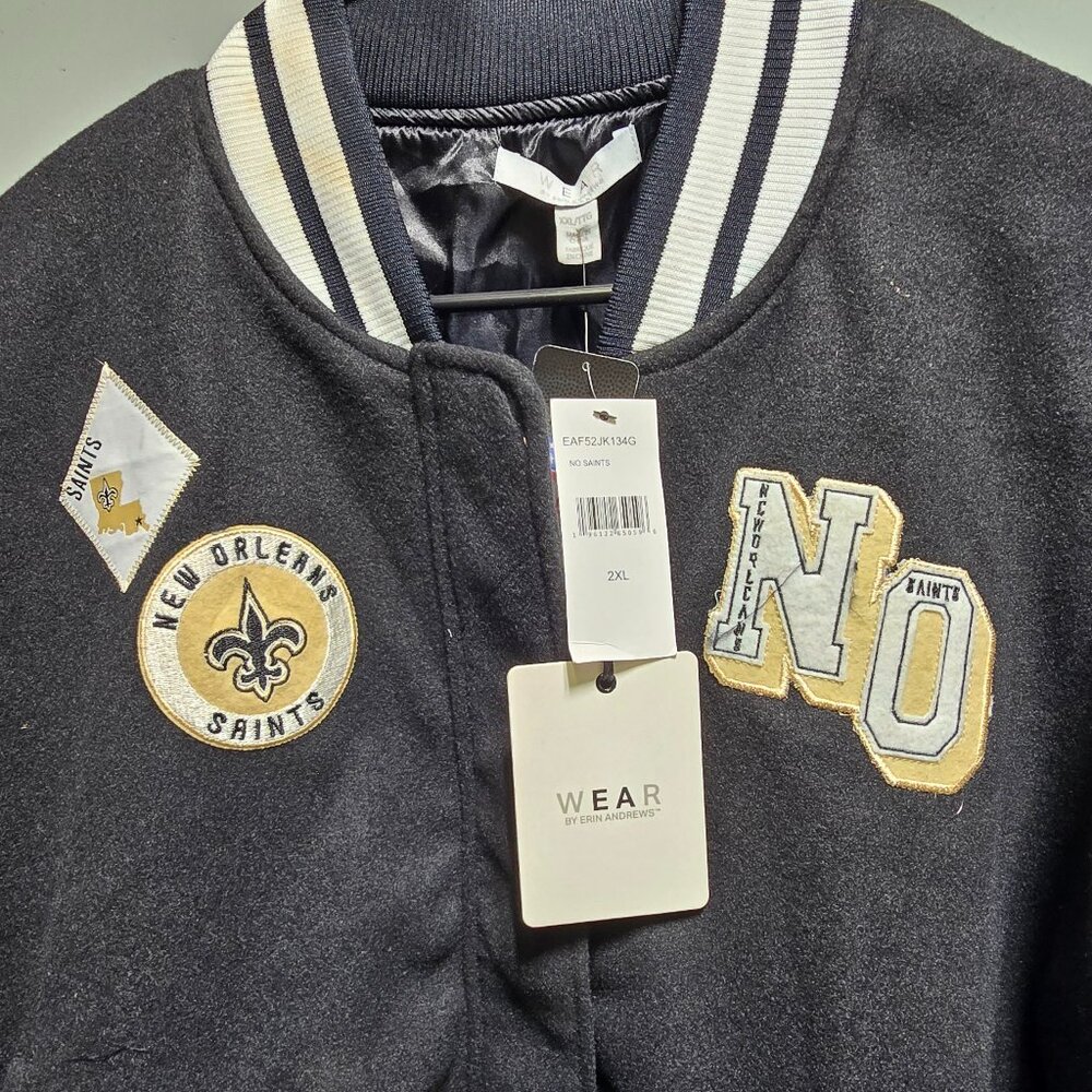 New Orleans Saints Women’s Varsity Jacket – WEAR by Erin Andrews (2XL)